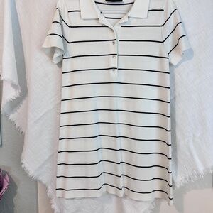 Zara White Polo Dress with Black Stripes